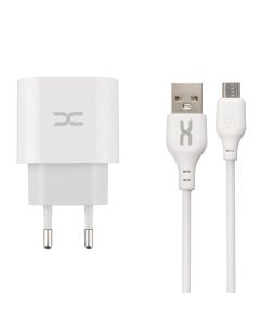 Зарядний пристрій DC CA-D20 (1USB + 1USB-C) 2.4A + кабель Micro-USB Білий (White)