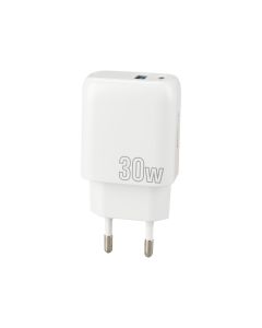 Зарядное устройство Proove Silicone Power Plus 30W (1USB-C + 1USB) Белый (White)