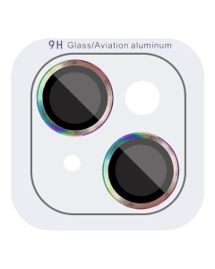 Защитное стекло на камеру iPhone 15/15 Plus Metal Classic Фиолетовый (Радуга)