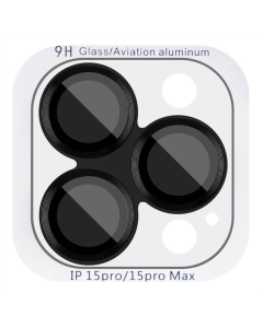 Защитное стекло на камеру iPhone 15 Pro/15 Pro Max Metal Classic Черный (Midnight)