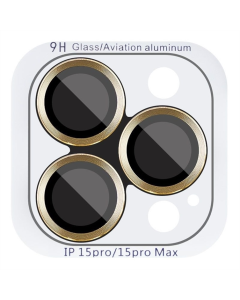Защитное стекло на камеру iPhone 15 Pro/15 Pro Max Metal Classic Золотой (Gold)