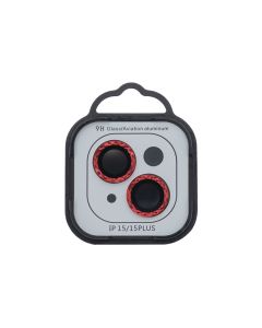 Защитное стекло на камеру iPhone 15/15 Plus Metal Shine Красный (Red)