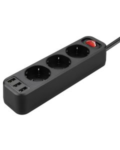 Мережевий фільтр Hoco NS2 3 розетки + 3 USB 1.8м Чорний (Black)