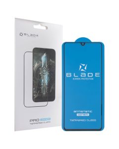 Защитное стекло для Samsung A22/M32 Blade Антистатик Полный клей Черное (Black)