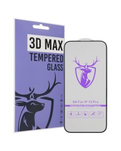 Захисне скло для iPhone 15 Pro 3D Max MiaMi Чорне (Black)