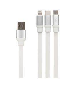 USB-кабель Proove Triple Sync 3в1 Type-C+Micro-USB+Lightning 1.2м Белый