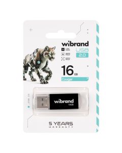 USB Флеш Wibrand Cougar (USB 2.0) 16Gb Чорна (Black)