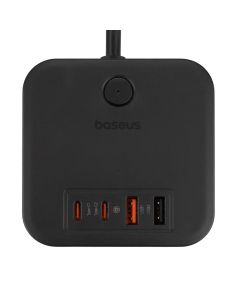 Сетевой фильтр Baseus PowerCombo Cube Power Strip (3 розетки + 2 USB + 2 USB-C) 30 Вт 1,5 м Черный (Black)