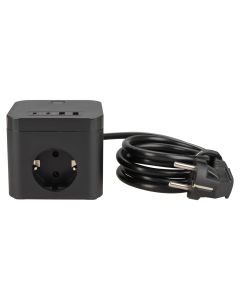 Сетевой фильтр Baseus PowerCombo Cube Power Strip (3 розетки + 2 USB + 2 USB-C) 30 Вт 1,5 м Черный (Black)