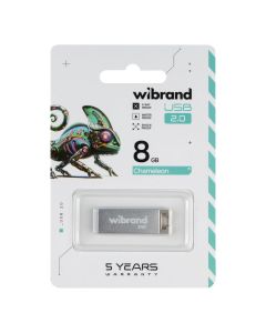 USB Флеш Wibrand Chameleon (USB 2.0) 8Гб Серебристая (Silver)