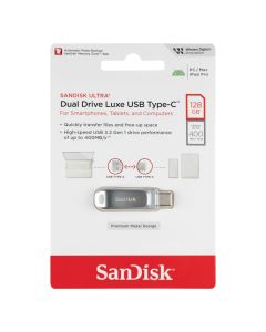 USB флеш-накопитель 128 Гб SanDisk Ultra Dual Drive Luxe Type-C USB 3.2 Gen 1 Серебристый (Металлический)