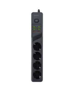 Мережевий фільтр Proove Power Strip P-04 (4 AC+ 4 USB + 2 USB-C) 20W 2м Чорний (Black)