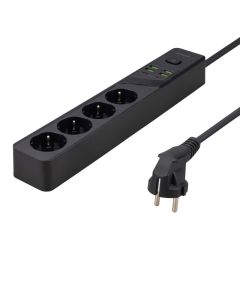 Мережевий фільтр Proove Power Strip P-04 (4 AC+ 4 USB + 2 USB-C) 20W 2м Чорний (Black)