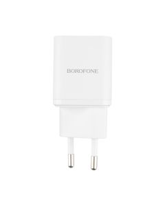 Зарядний пристрій Borofone BN7 (1USB + 1USB-C) 20W+ кабель Type-C to Type-C Білий (White)