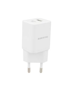 Зарядний пристрій Borofone BN7 (1USB + 1USB-C) 20W+ кабель Type-C to Type-C Білий (White)