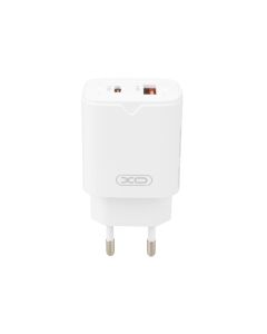 Зарядний пристрій XO L130 (1USB + 1USB-C) PD&QC3.0 30W 3A + кабель Type-C to Type-C Білий (White)