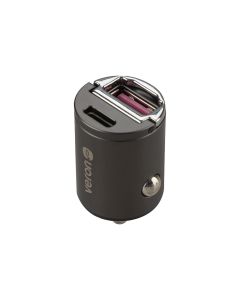 Автомобільний зарядний пристрій Veron CC-345 PD Type-C+USB QC3.0 45W Чорний (Black)