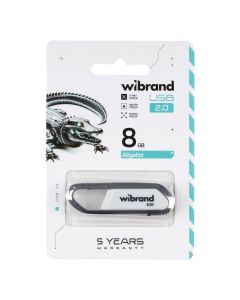 USB Флеш 8Gb Wibrand Aligator USB 2.0 Біла (White)