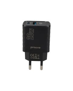 Зарядний пристрій Proove Speed Surge Gan 20W (1USB-C + 1USB) Чорний