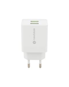 Зарядное устройство Make (2USB) 0 2.4A 12W Белый (White)