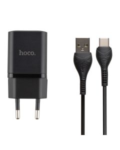 Зарядное устройство Hoco N26 QC3.0 + кабель Type-C Черный (Black)