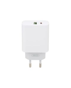 Зарядний пристрій XO L64 (1USB+1USB-C) 20W QC+PD Білий (White)