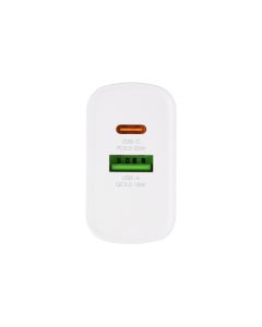 Зарядний пристрій XO L64 (1USB+1USB-C) 20W QC+PD Білий (White)
