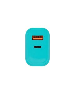 Зарядний пристрій Gelius Merge GP-HC060 GAN 30W (1USB+1USB-C) Зелений (Mint)