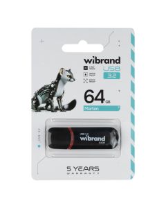 USB Флеш Wibrand USB 3.2 Gen1 Marten 64Gb Чорна (Black)