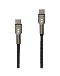 USB кабель Veron CC04 Nylon 60W Type-C to Type-C 1м Чорний (Black)