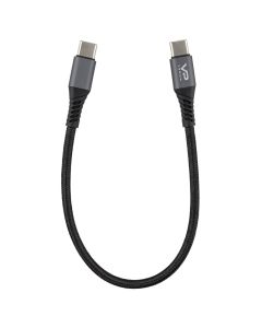 USB кабель Veron C09s Nylon Type-C to Type-C PD 20W 0.25м Чорний (Black)