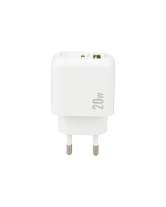 Зарядний пристрій Borofone BAS44A (1 USB+1 USB-C) 20W Білий (White)