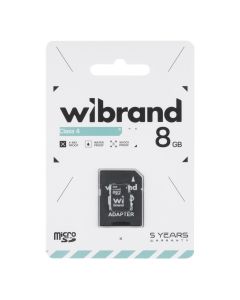 Карта пам'яті MicroSD Wibrand 8 Gb 4 class UHS-1 + адаптер