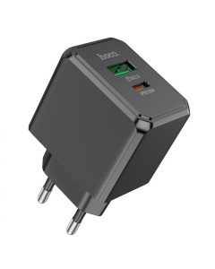 Зарядний пристрій Hoco CS14A (1 USB+1 USB-C) PD/QC 20W Чорний (Black)
