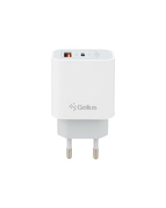 Зарядний пристрій Gelius Merge GP-HC060 Gan (1 USB + 1 USB-C) 35W QC/PD/PPS Білий (White)