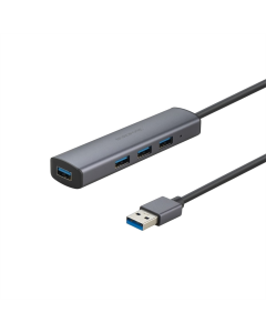 USB хаб Borofone DH12 4in1 (USB to 4 USB3.0+RJ45 1Gbps) 1.2м Сірий (Grey)