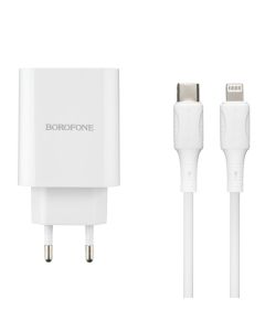 Зарядное устройство Borofone BA79A (3 USB + 1 USB-C) 20W + кабель Type-C to Lightning Белый (White)