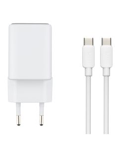 Зарядний пристрій Hoco N41 (1 USB + 1 USB-C) 20W/3A, PD/QC + кабель Type-C to Type-C Чорний (Black)