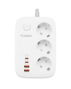 Сетевой фильтр Gelius T-Power GaN 65W GP-PS-003 (2 USB-C + 2 USB) 2м Белый (White)