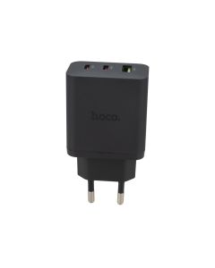 Зарядний пристрій Hoco N50 (1 USB + 2 USB-C) PD 45W Чорний (Black)
