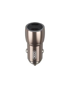 Автомобільний зарядний пристрій XO CC51 Metal 2Type-C QC&PD3.0 40W 3A Сірий (Grey)