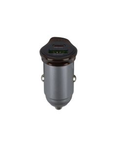 Автомобільний зарядний пристрій Hoco NZ16A USB/Type-C 43W PD QC 25W Срібний (Metal Grey)