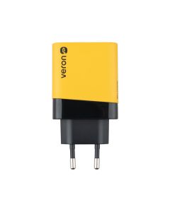 Зарядний пристрій Veron TC-45 GaN 45W (2 USB-C) Жовтий (Yellow)