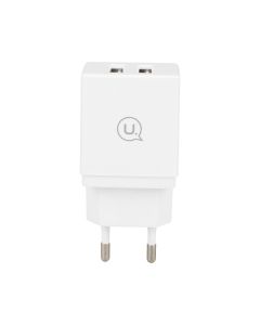 Зарядний пристрій Usams CC090 (2 USB) 2.1A + кабель Lightning Білий (White)