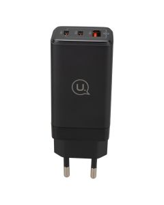 Зарядний пристрій Usams US-CC180 (2 USB-C + 1 USB) QC&PD3.0 65W Чорний (Black)