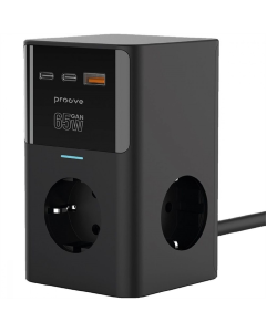Сетевой фильтр Proove Power Cube 65W 3AC+2Type-C+1USB 1.5м Черный (Black)