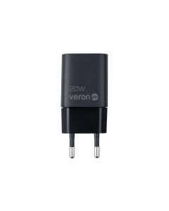 Зарядний пристрій Veron TC-099 (USB-C) PD 20W + кабель Type-C to Type-C Чорний (Black)