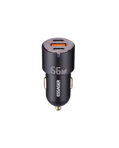Автомобільний зарядний пристрій Essager City Dual Type-C+USB 66W (ECC2C1A-FF01) Чорний (Black)