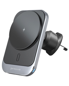 Автотримач Proove Square Magnetic Pro 15W з бездротовою зарядкою Сірий (Metal Grey)