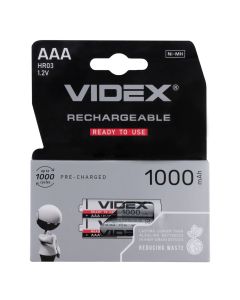 Акумуляторна батарейка Videx AAA/LR03 1000 mAh 2шт